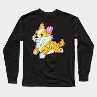 Cute Glitter Corgi Long Sleeve T-Shirt